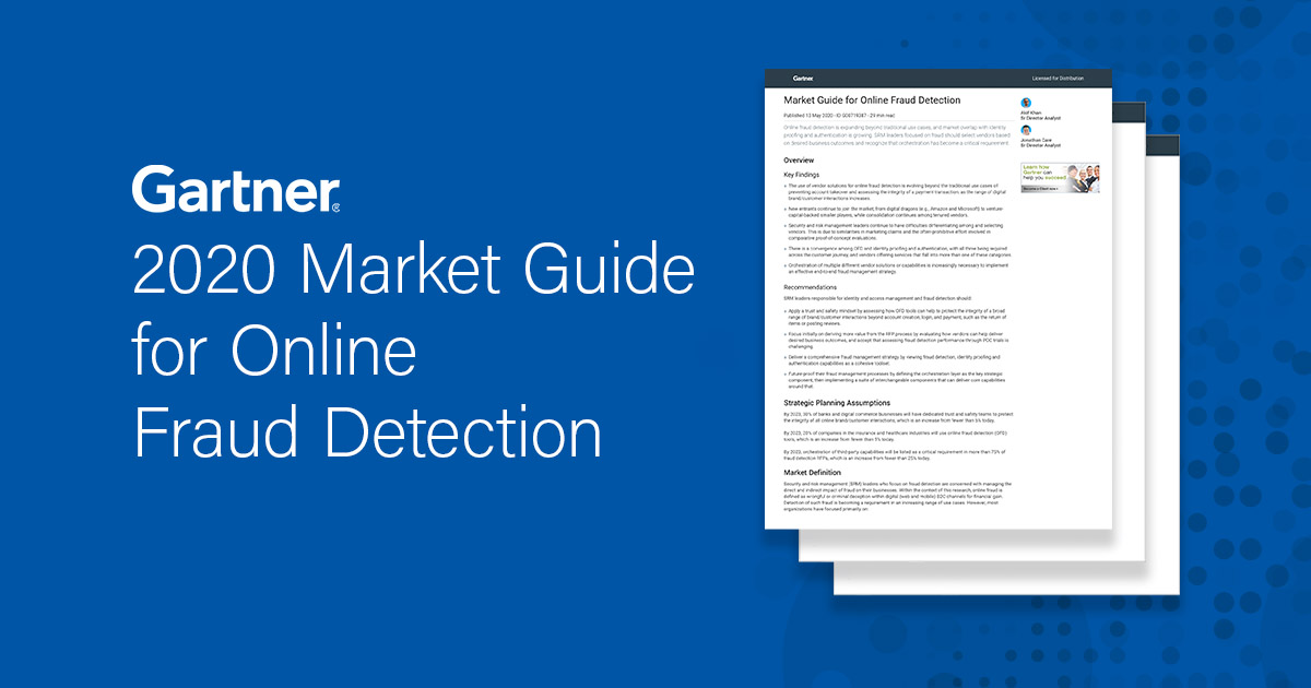 Analyst Report 2020 Gartner Market Guide for Online Fraud Detection